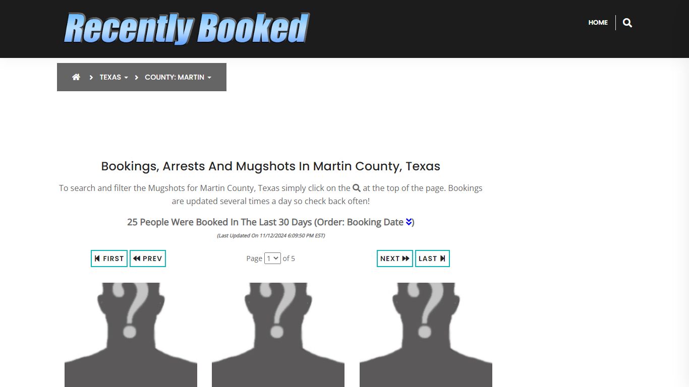 Bookings, Arrests and Mugshots in Martin County, Texas - Recently Booked