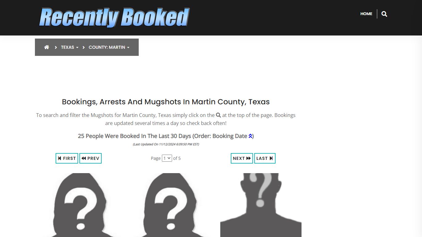 Bookings, Arrests and Mugshots in Martin County, Texas - Recently Booked