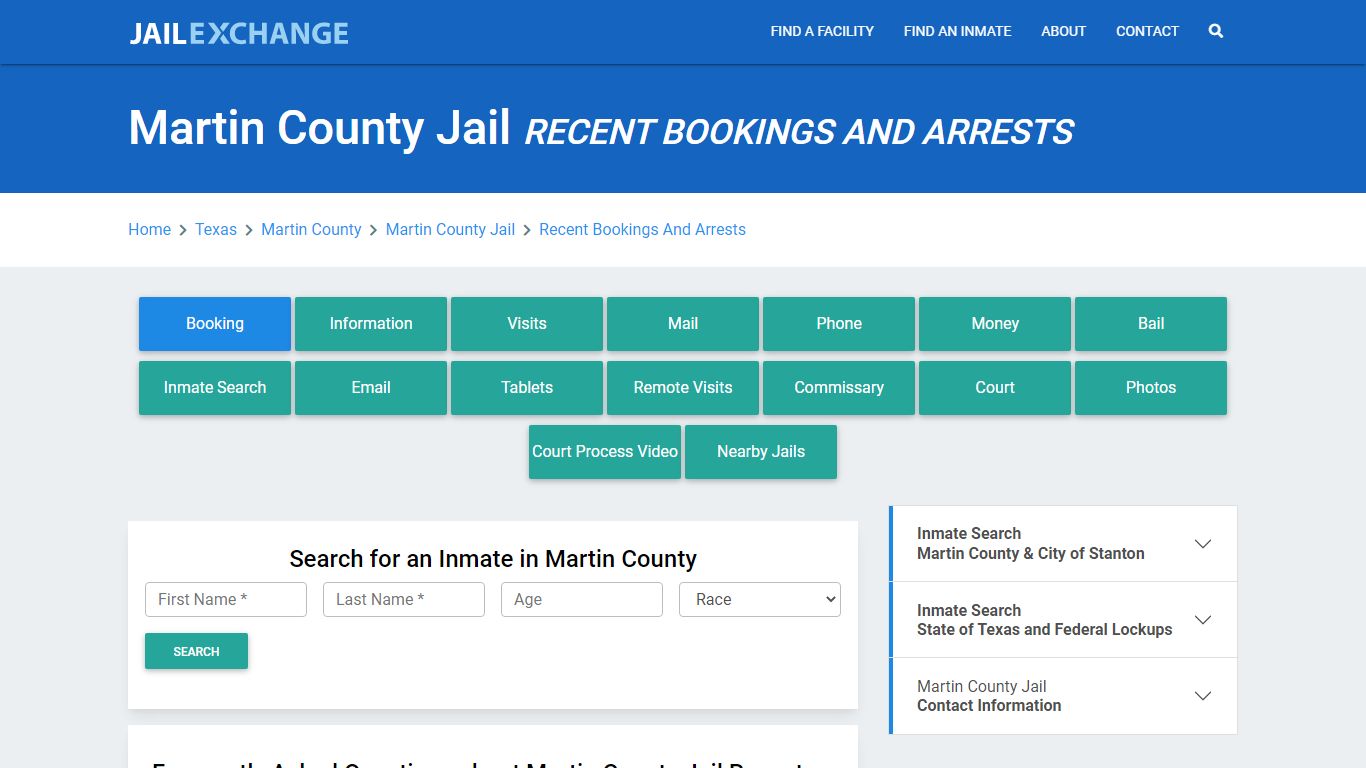 Martin County Jail Recent Bookings And Arrests - Jail Exchange