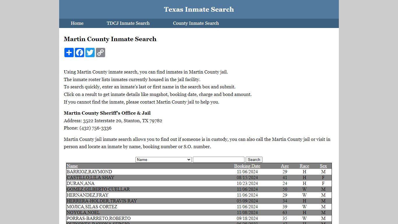 Martin County Inmate Search